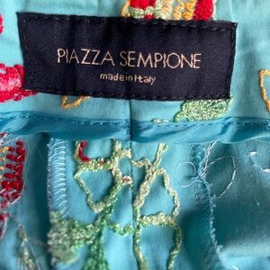 Piazza Sempione Turquoise Embroidered Fabric